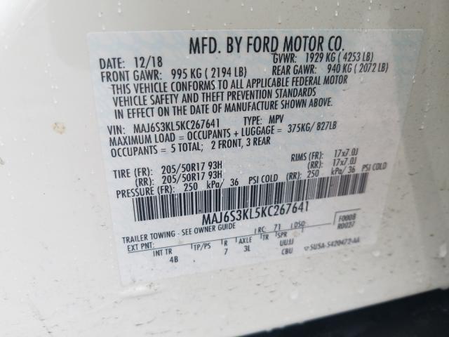 2019 FORD ECOSPORT T MAJ6S3KL5KC267641