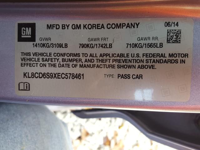 2014 CHEVROLET SPARK KL8CD6S9XEC578461