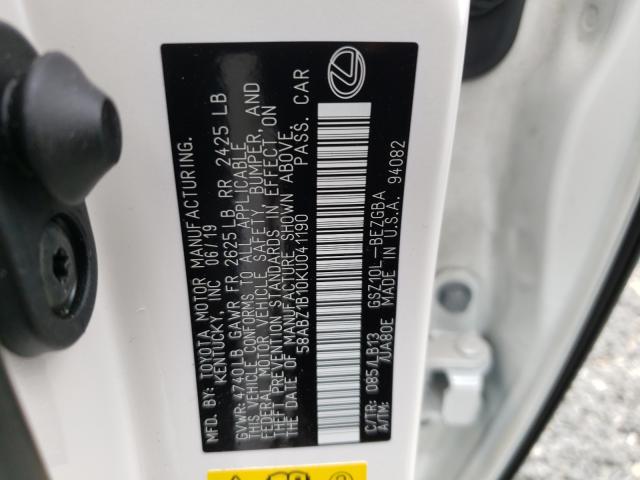 2019 LEXUS ES 350 58ABZ1B10KU041190