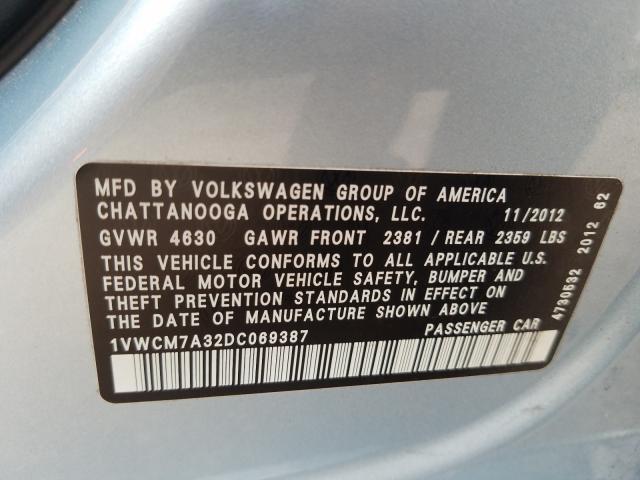 2013 VOLKSWAGEN PASSAT SEL 1VWCM7A32DC069387