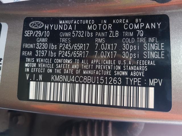 2011 HYUNDAI VERACRUZ G KM8NU4CC8BU151263