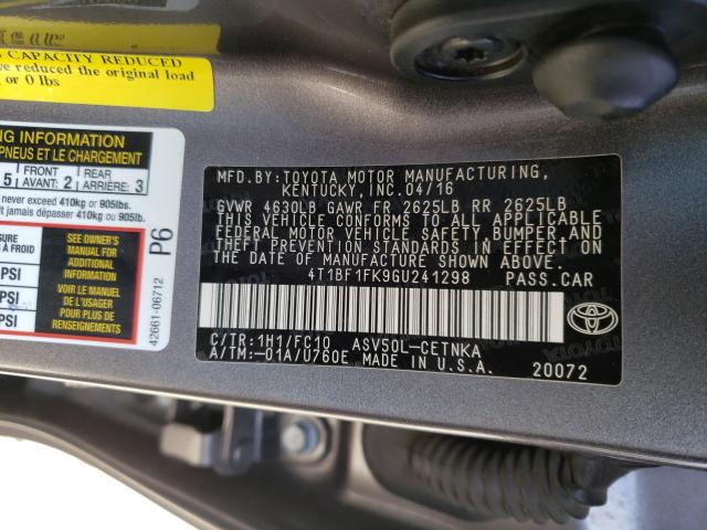 2016 TOYOTA CAMRY LE 4T1BF1FK9GU241298