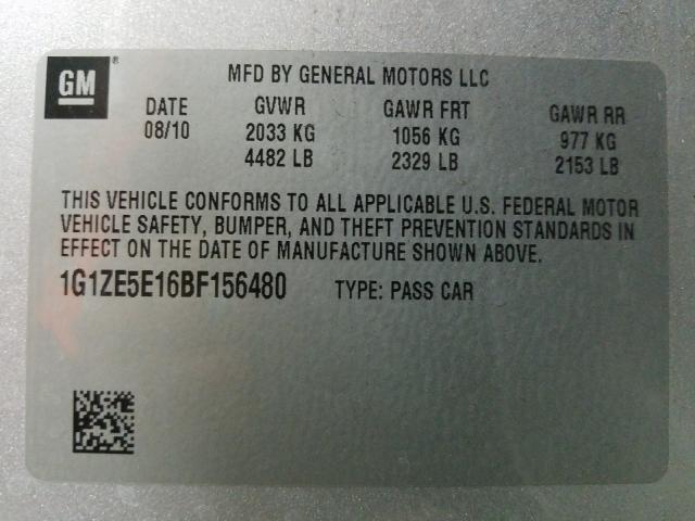 2011 CHEVROLET MALIBU LTZ 1G1ZE5E16BF156480