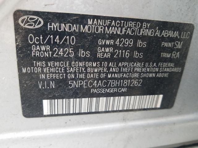 2011 HYUNDAI SONATA SE 5NPEC4AC7BH181262