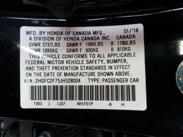 2018 HONDA CIVIC EX 2HGFC2F75JH528004