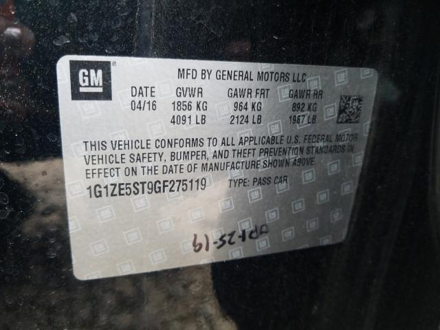 2016 CHEVROLET MALIBU LT 1G1ZE5ST9GF275119