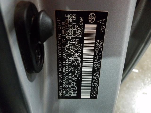 2011 TOYOTA COROLLA BA JTDBU4EE9B9131273