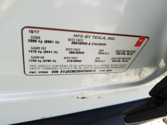 2017 TESLA MODEL X 5YJXCBE26HF065816