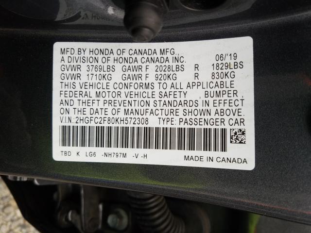 2019 HONDA CIVIC SPOR 2HGFC2F80KH572308