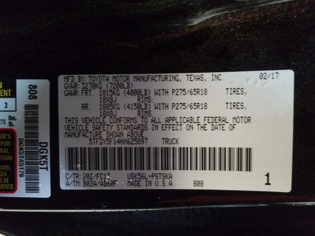 2017 TOYOTA TUNDRA CRE 5TFDY5F14HX625897