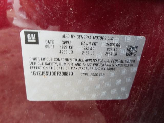 2016 CHEVROLET MALIBU HYB 1G1ZJ5SU0GF300879