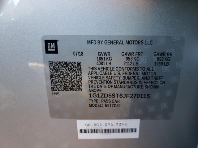 2018 CHEVROLET MALIBU LT 1G1ZD5ST6JF270115