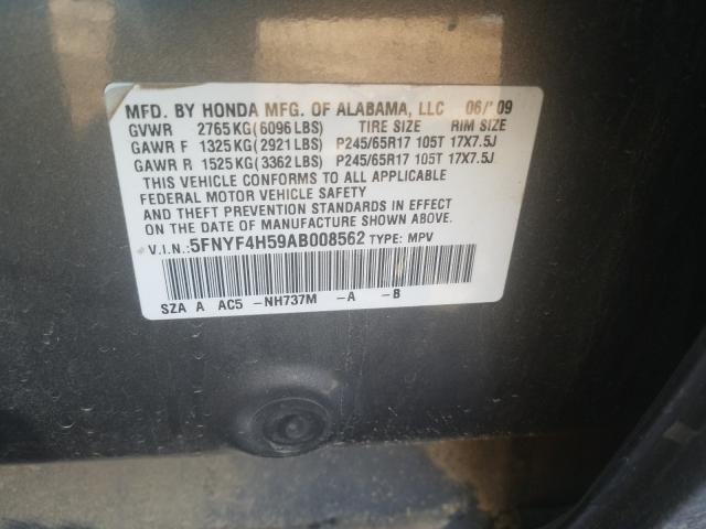 2010 HONDA PILOT EXL 5FNYF4H59AB008562
