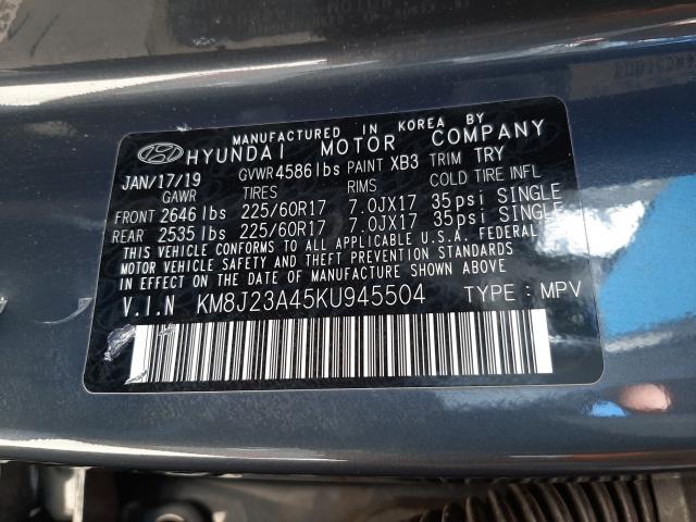 2019 HYUNDAI TUCSON KM8J23A45KU945504