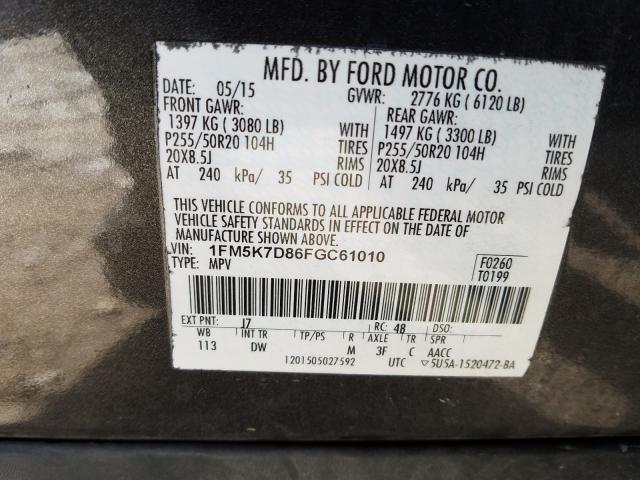 2015 FORD EXPLORER X 1FM5K7D86FGC61010