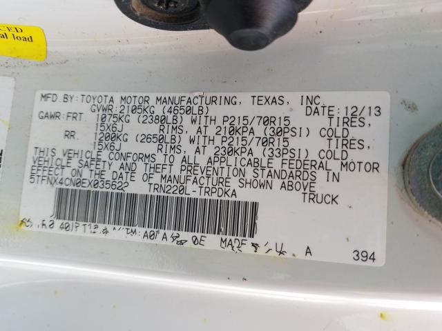 2014 TOYOTA TACOMA 5TFNX4CN0EX035622