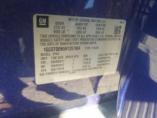 2017 CHEVROLET COLORADO Z 1GCGTDEN5H1257484