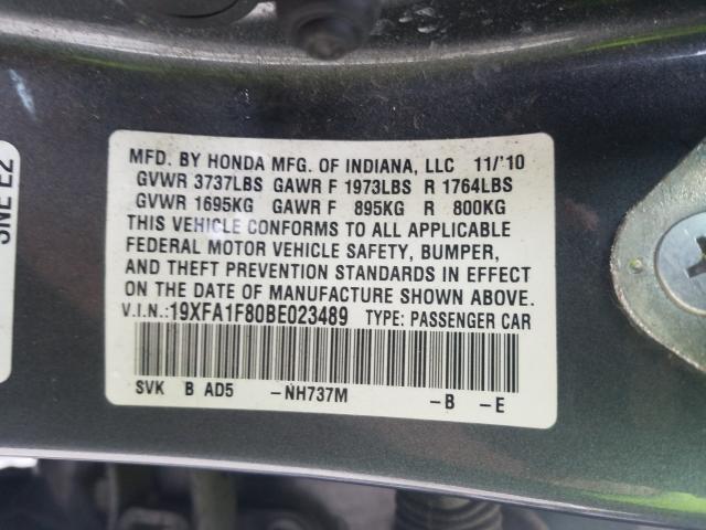 2011 HONDA CIVIC EX 19XFA1F80BE023489