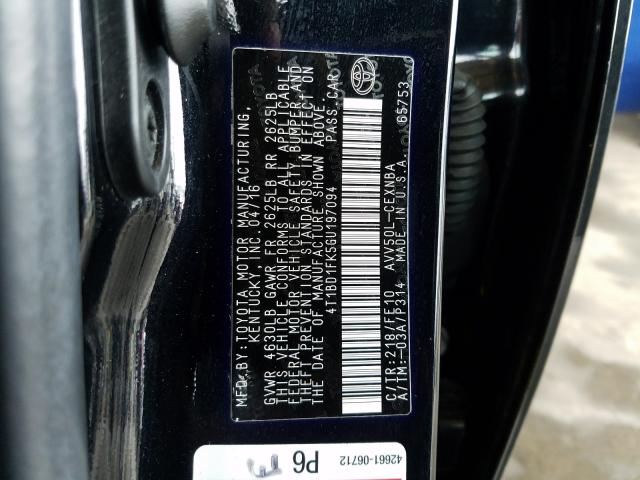 2016 TOYOTA CAMRY HYBR 4T1BD1FK5GU197094