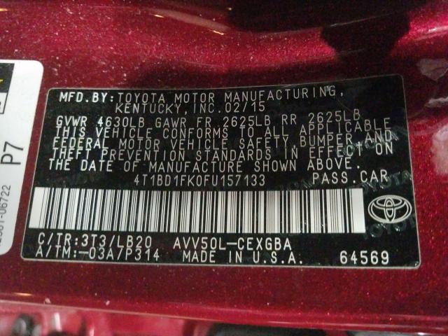 2015 TOYOTA CAMRY HYBR 4T1BD1FK0FU157133