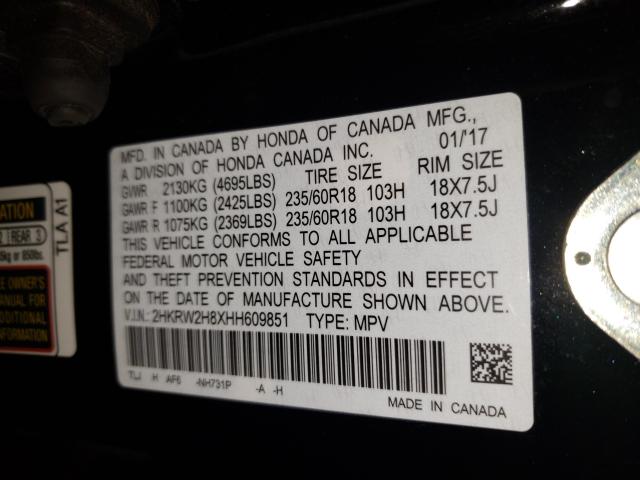 2017 HONDA CR-V EXL 2HKRW2H8XHH609851