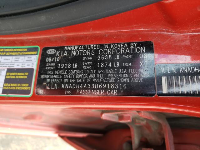 2011 KIA RIO KNADH4A33B6918316