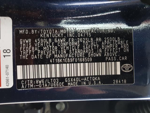 2015 TOYOTA AVALON XLE 4T1BK1EB9FU168509