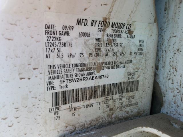 2010 FORD F250 SUPER 1FTSW2BRXAEA46793