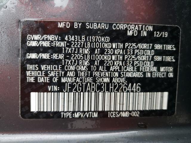 2020 SUBARU CROSSTREK JF2GTABC3LH226446