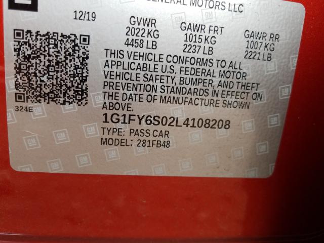 2020 CHEVROLET BOLT EV LT 1G1FY6S02L4108208