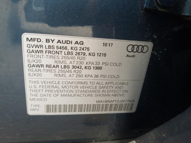 2018 AUDI Q5 PREMIUM WA1BNAFY2J2077935