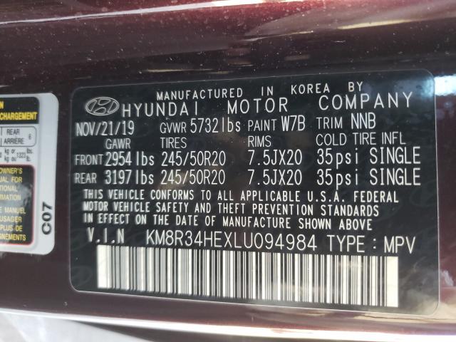 2020 HYUNDAI PALISADE S KM8R34HEXLU094984