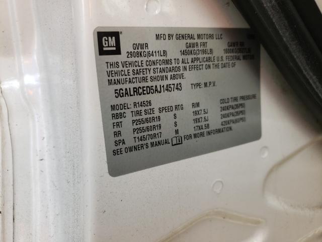 2010 BUICK ENCLAVE CX 5GALRCED5AJ145743