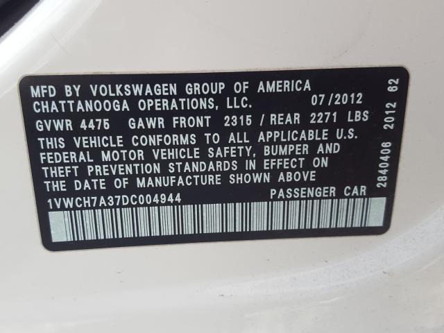 2013 VOLKSWAGEN PASSAT SEL 1VWCH7A37DC004944