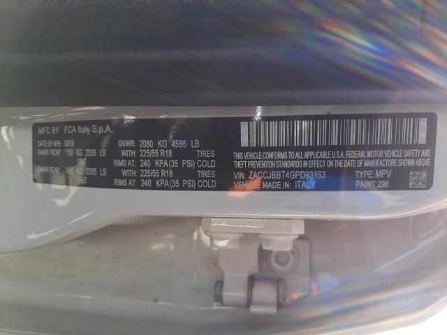 2016 JEEP RENEGADE L ZACCJBBT4GPD93163
