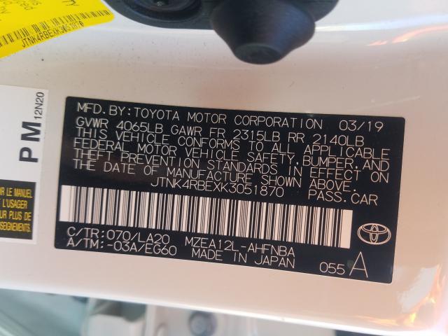 2019 TOYOTA COROLLA XS JTNK4RBEXK3051870