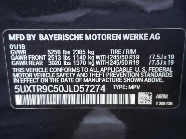 2018 BMW X3 XDRIVE3 5UXTR9C50JLD57274