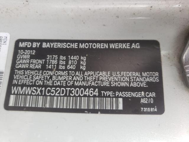 2013 MINI COOPER COU WMWSX1C52DT300464