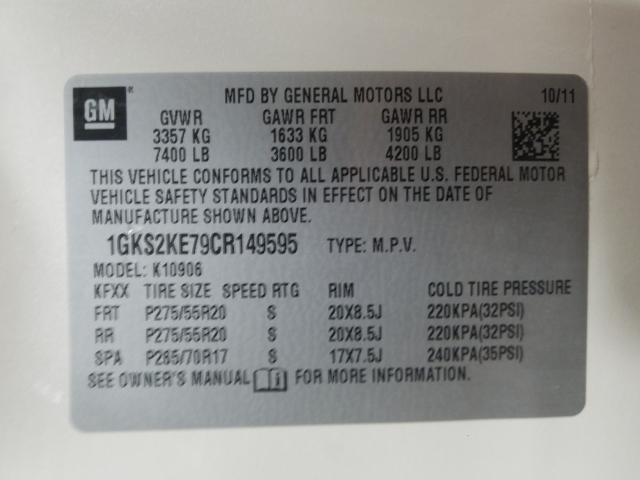 2012 GMC YUKON XL K 1GKS2KE79CR149595