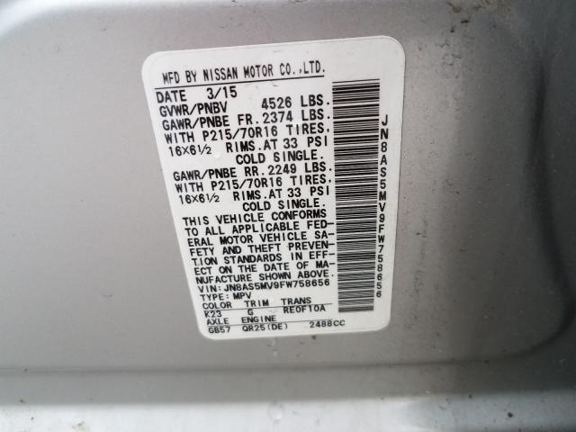 2015 NISSAN ROGUE SELE JN8AS5MV9FW758656