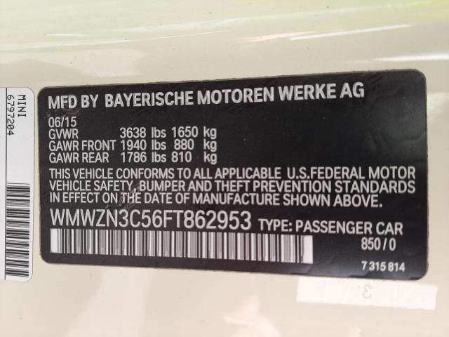 2015 MINI COOPER WMWZN3C56FT862953