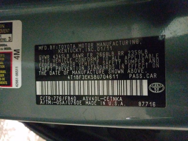 2011 TOYOTA CAMRY BASE 4T1BF3EK5BU704611