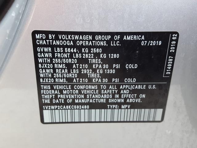 2019 VOLKSWAGEN ATLAS SE 1V2WP2CA8KC592480