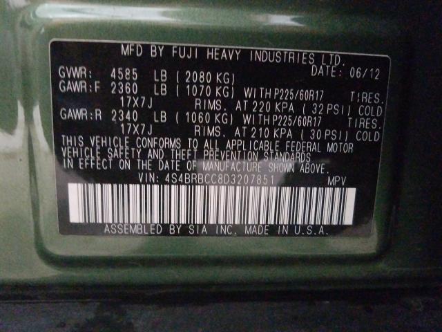 2013 SUBARU OUTBACK 2. 4S4BRBCC8D3207851