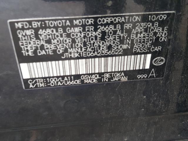 2010 LEXUS ES 350 JTHBK1EG6A2356522