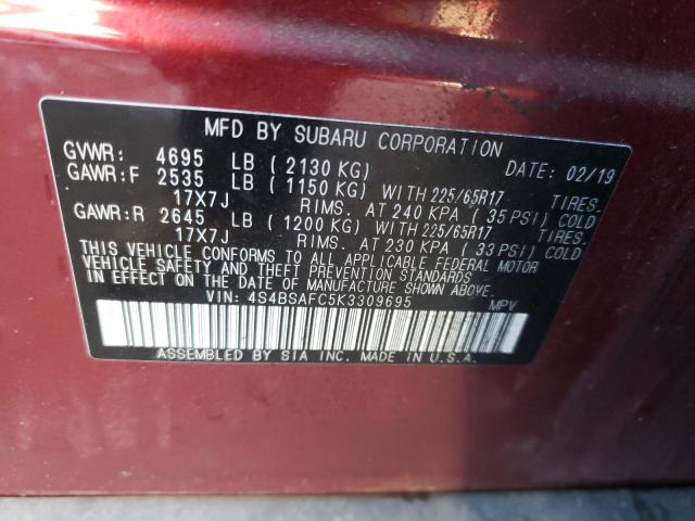 2019 SUBARU OUTBACK 2. 4S4BSAFC5K3309695