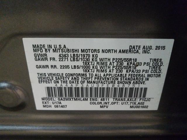 2015 MITSUBISHI OUTLANDER 4A4AP3AU9FE048751
