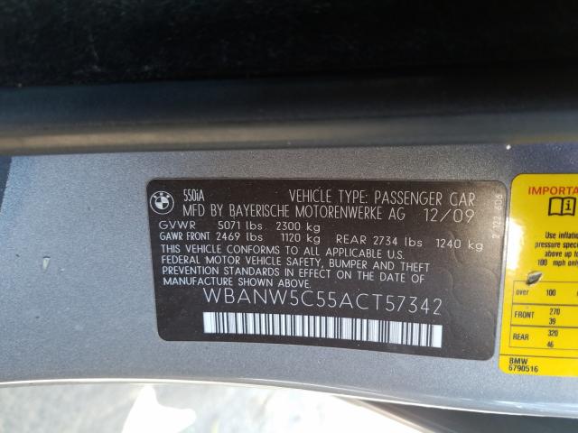 2010 BMW 550 I WBANW5C55ACT57342