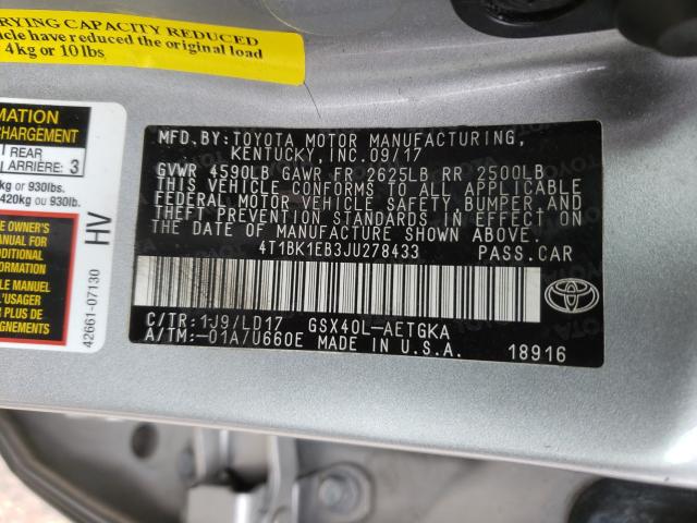 2018 TOYOTA AVALON XLE 4T1BK1EB3JU278433