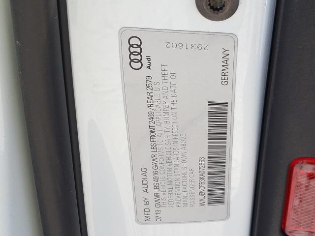 2019 AUDI A5 PREMIUM WAUENCF53KA072963